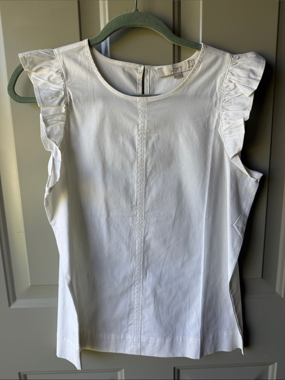 LOFT White Ruffle Sleeve Shell Top